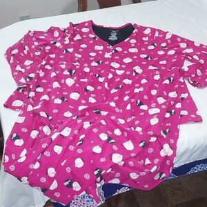 White Stag Fuchsia Sheep Print Womens  Pajama Set.Size 3 X